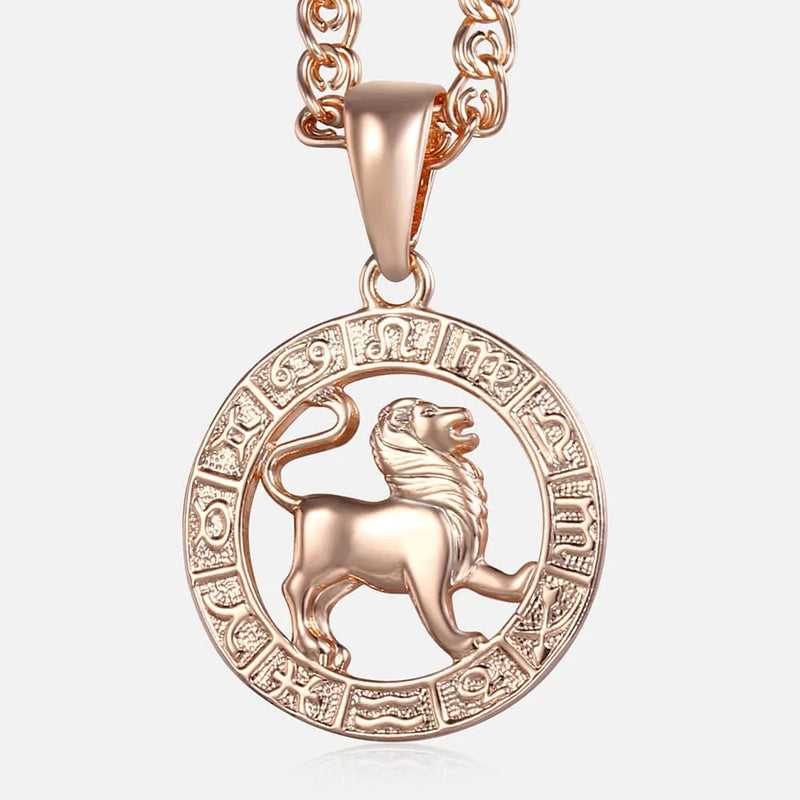 12 Zodiac Sign Constellations Pendant Necklace For Women Men 585 Rose Gold Color Necklace  Birthday Gifts Drop Shipping GPM16A