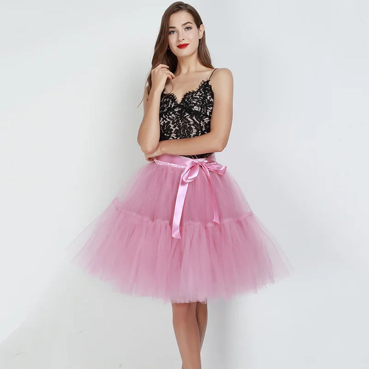 5 ply tulle skirt ladies prom dress midi skirt ladies high waist ballet skirt pleated tulle skirt ladies school mesh skirt