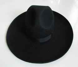 Men's 100% Woolen Fedoras Hat Wide Brim Oversize 12cm Woolen Hat Fashion Black Wool Felt Fedora Woolen Cap Equestrian Hat B-8127