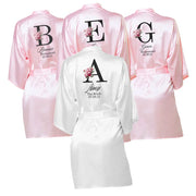 Initials Satin Personalized Robe Wedding Monogram Robe Custom Logo Bridal Party Robes Bridesmaid Gifts