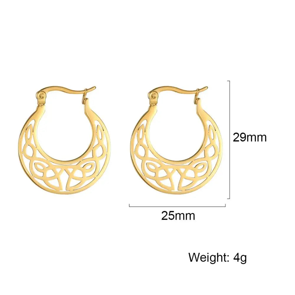 Teamer Filigree Witch Knot Hoop Drop Earrings Stainless Steel Vintage Irish Celtics Knot Dangle Earrings for Women Wicca Jewelry