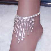 1PC Full Rhinestone Tassel Adjustable Ankles Foot Chain Jewelry for Women Crystal Anklets Cheville Bracelet Leg Gifts wholesale