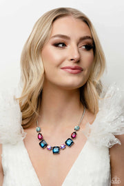 Elevated Edge Rhinestone Multicolored Necklace