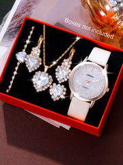 6 pc White Quartz Watch with "love" Dial