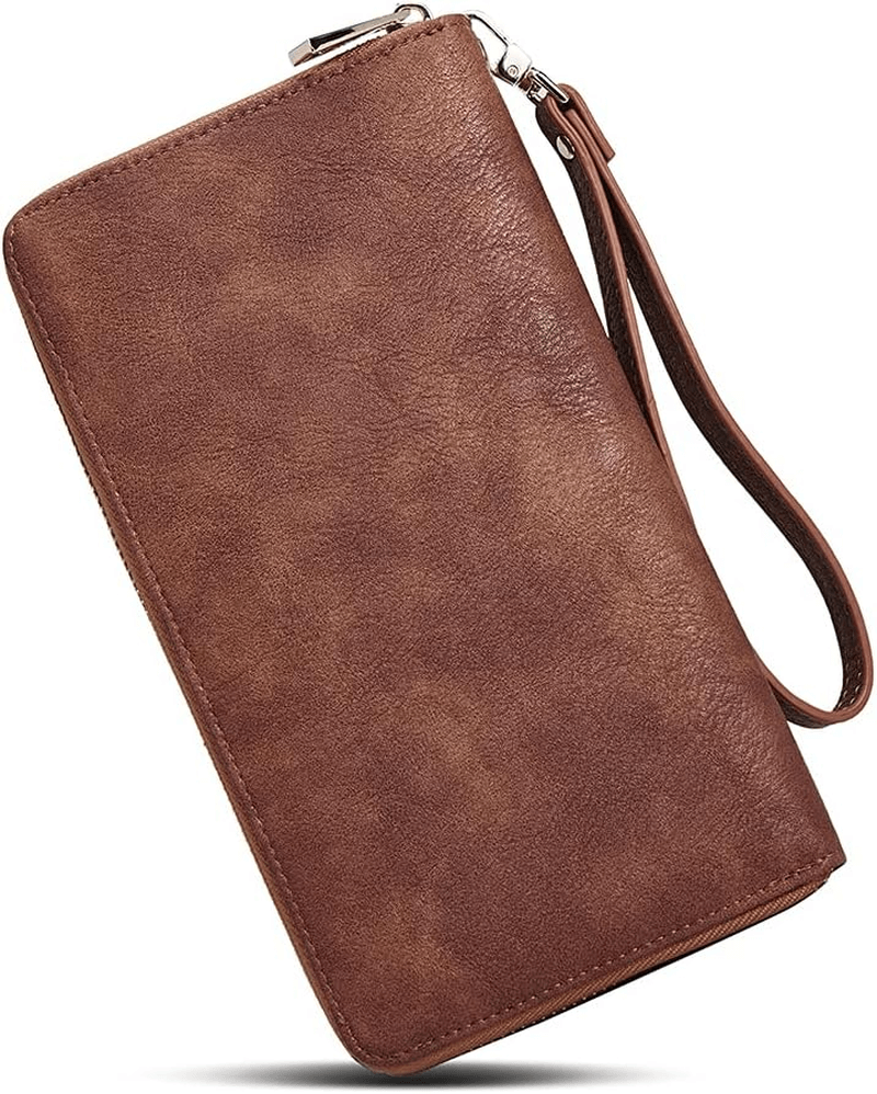 Large Leather Clutch Wallet For Women With zipper | Women Travel Purse