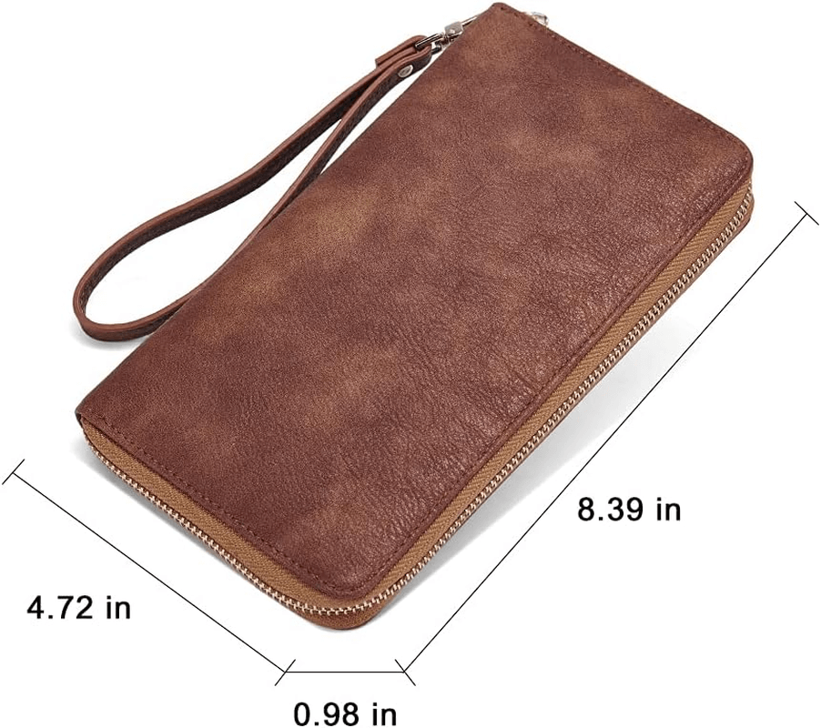 Large Leather Clutch Wallet For Women With zipper | Women Travel Purse
