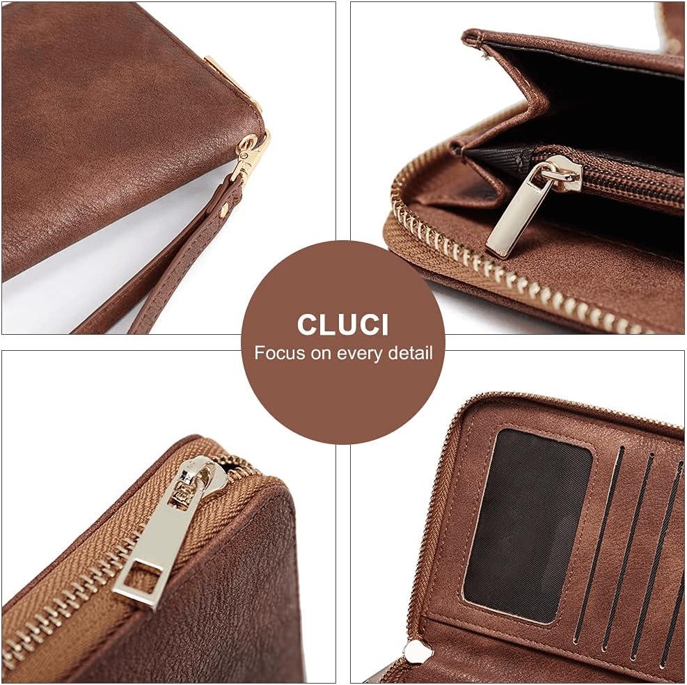 Large Leather Clutch Wallet For Women With zipper | Women Travel Purse