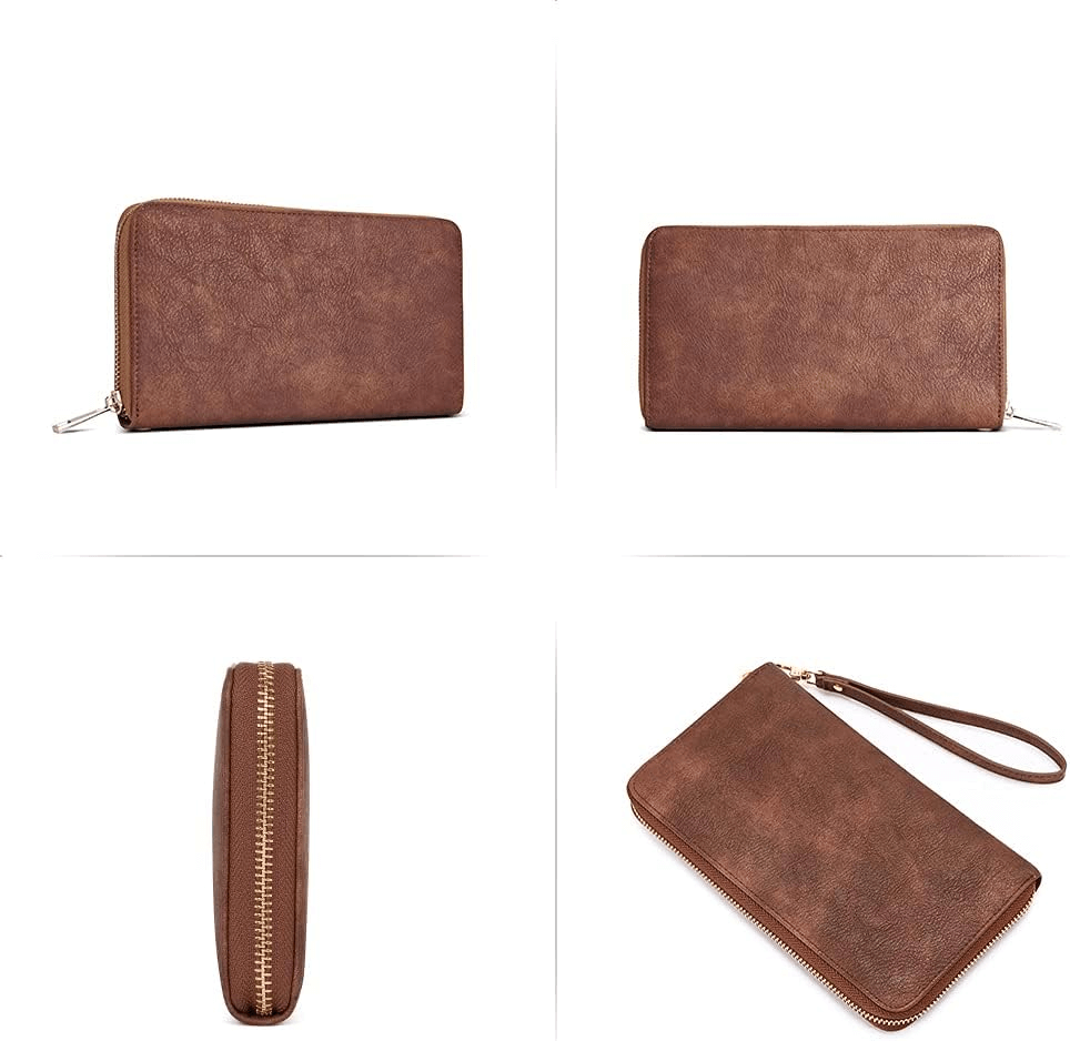 Large Leather Clutch Wallet For Women With zipper | Women Travel Purse