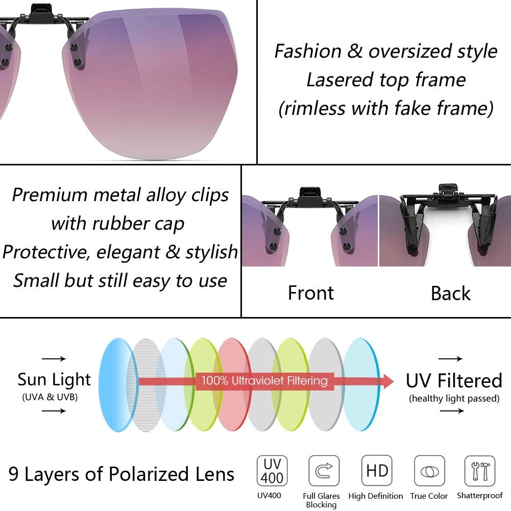Lightweight Polygon Clip-On sunglasses For Women | Women’s Sunglasses