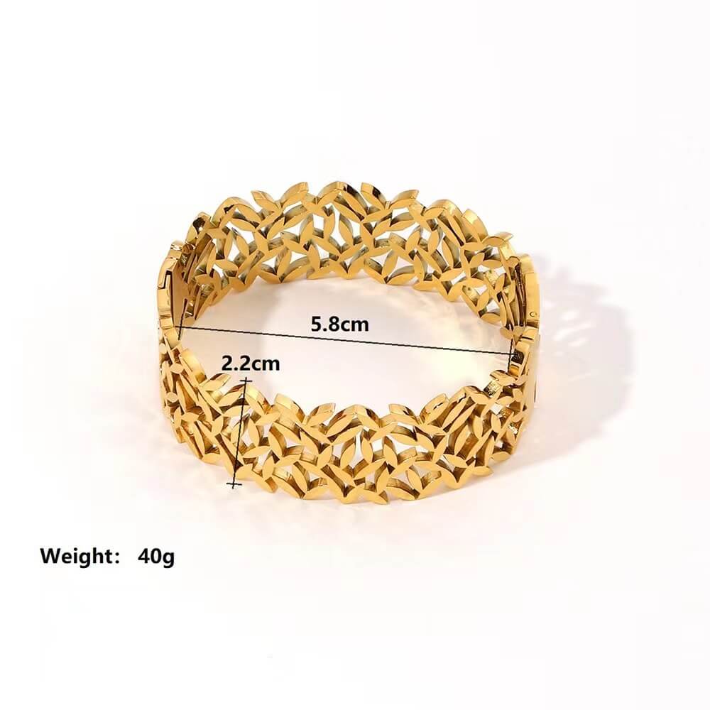 Long Distance Relationship Bracelet Nature | Wide Hollow Leaf Bracelet