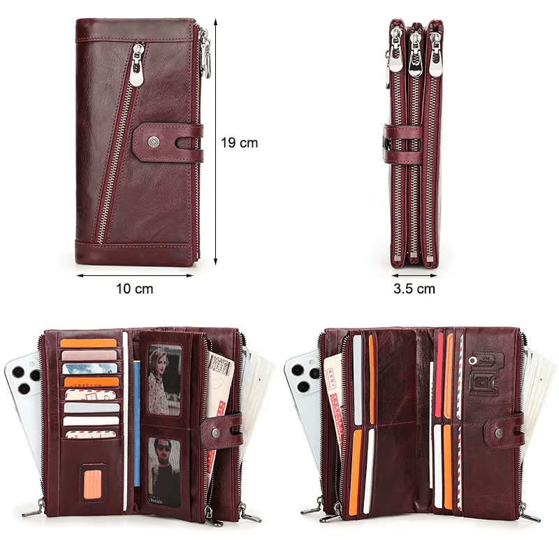 Long Leather Purse With Zipper For Women  Women’s Organizer Wallet