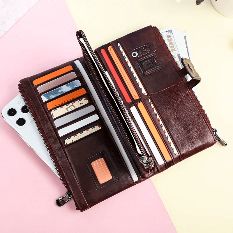 Long Leather Purse With Zipper For Women  Women’s Organizer Wallet