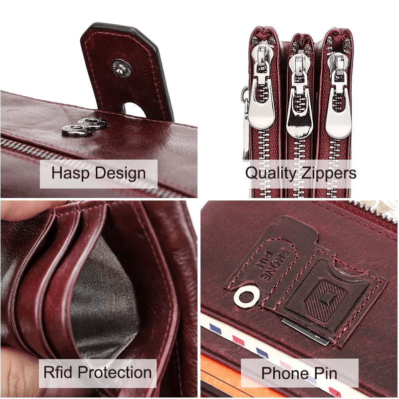 Long Leather Purse With Zipper For Women  Women’s Organizer Wallet