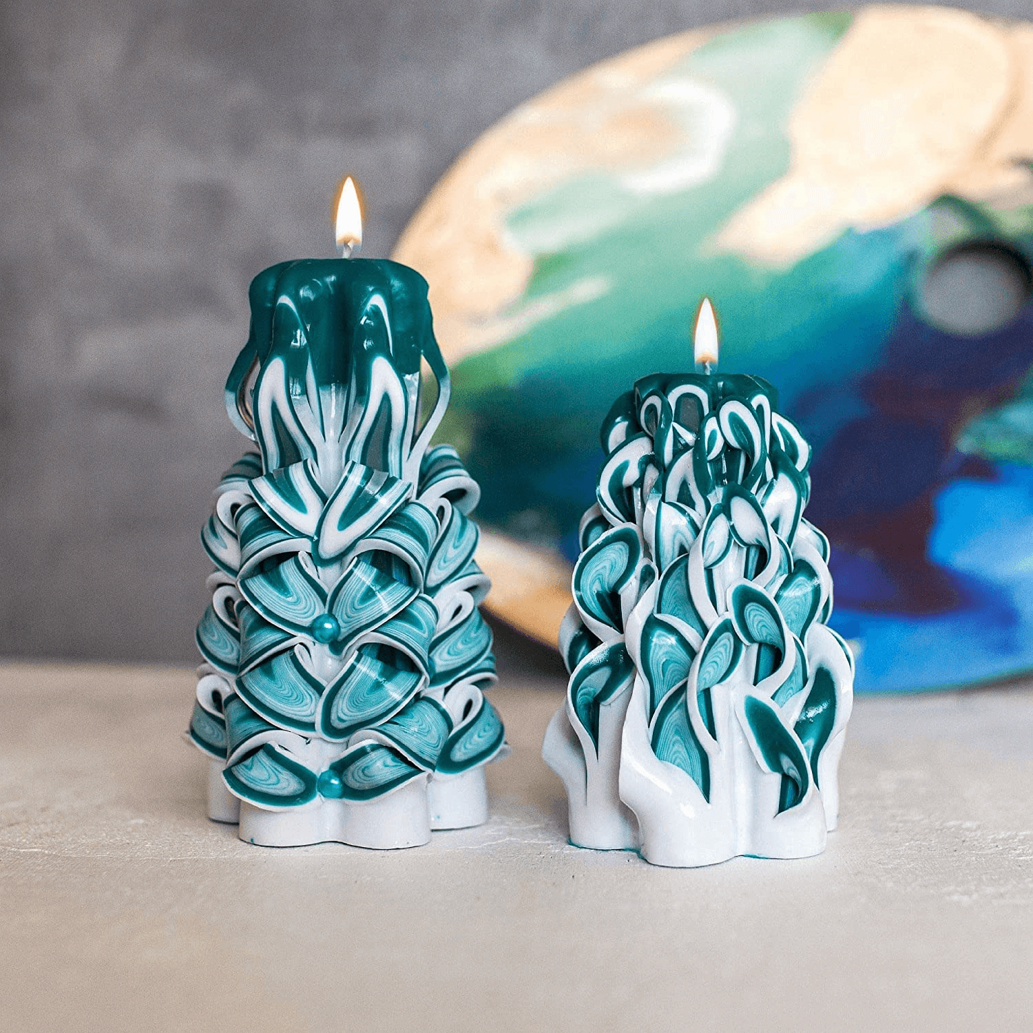 Luxury Decorative Candles | Carved Christmas Candles 5 Inches