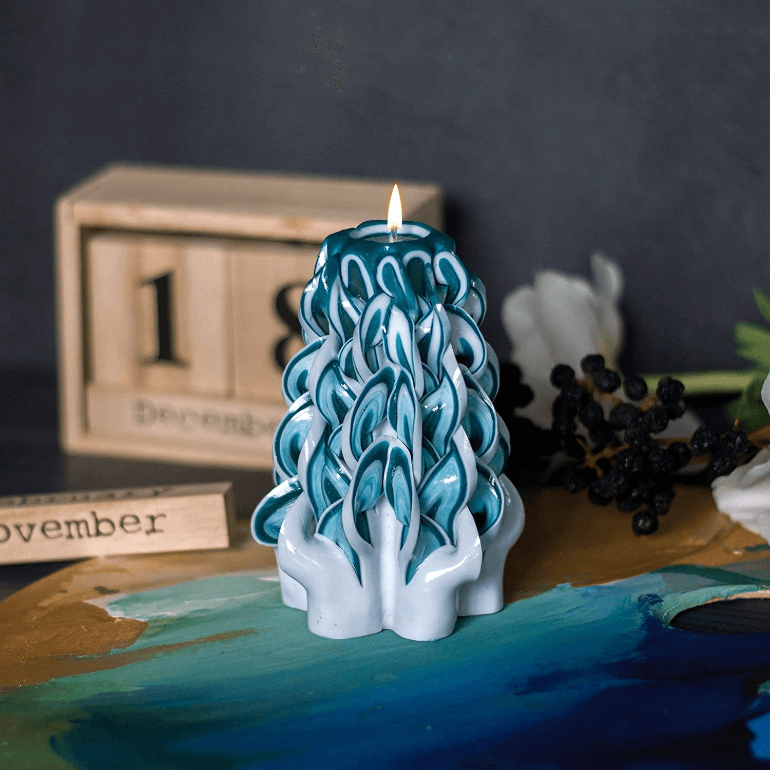 Luxury Decorative Candles | Carved Christmas Candles 5 Inches