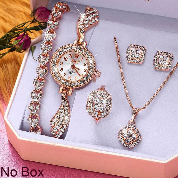 Luxury Jewelry Gift Set For Women | Women Watch Bracelet Necklace Set