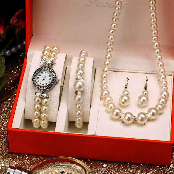 Luxury Jewelry Gift Set For Women | Women Watch Bracelet Necklace Set
