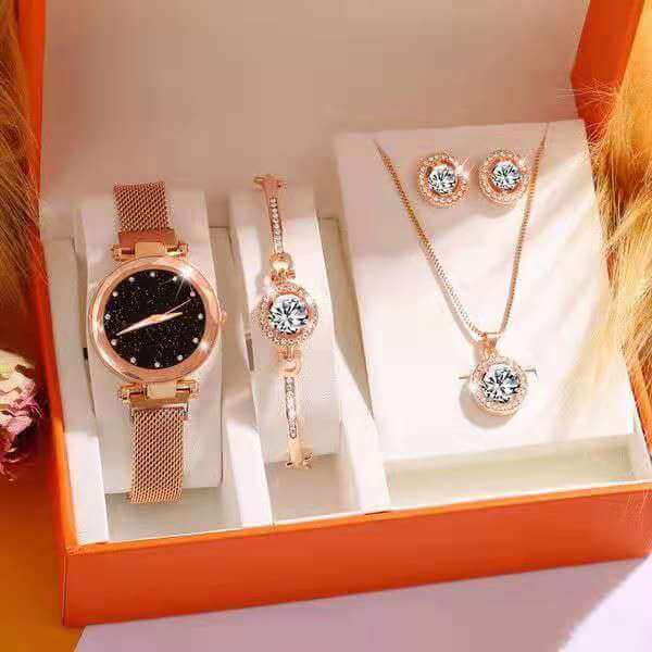 Luxury Jewelry Gift Set For Women | Women Watch Bracelet Necklace Set