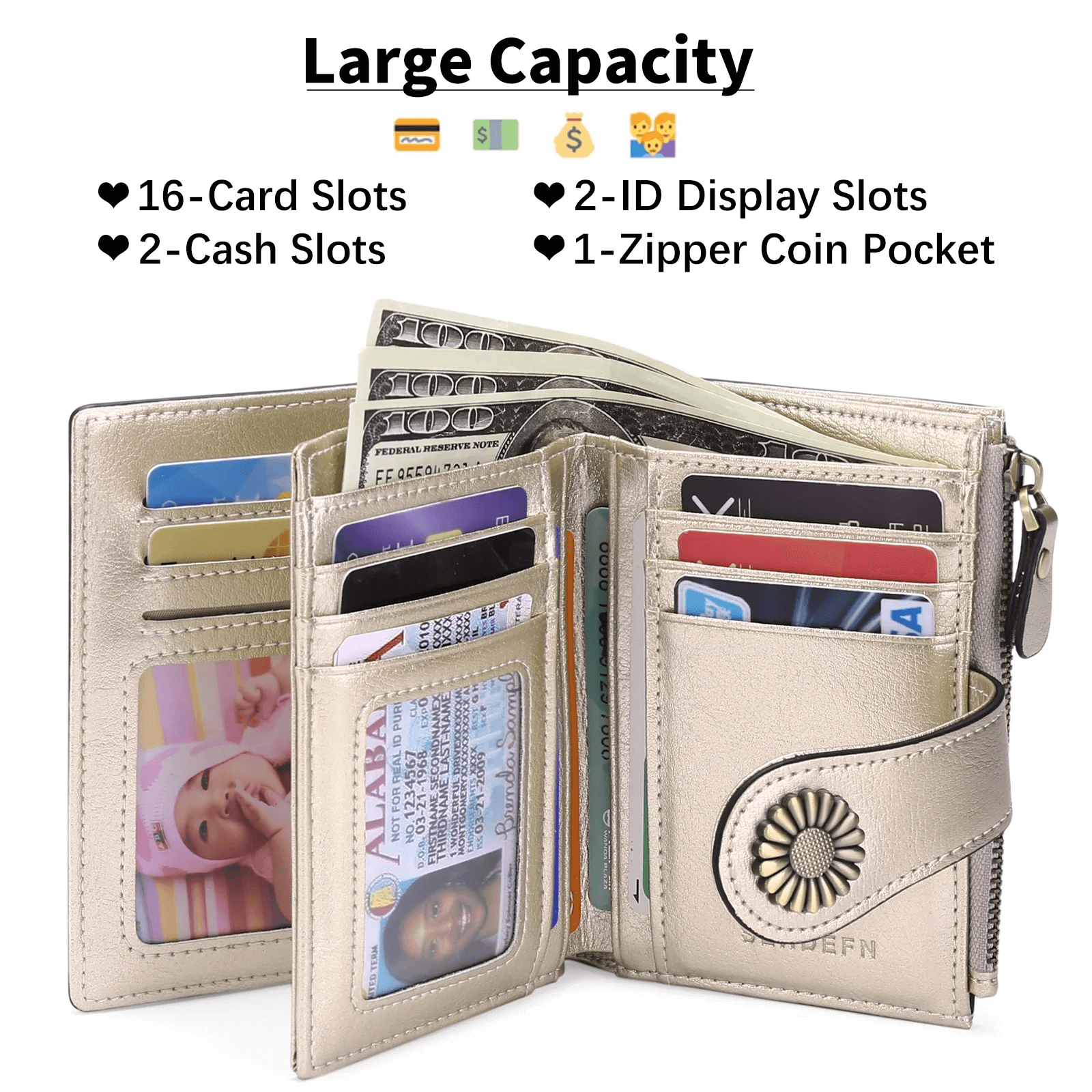 Luxury Leather Bifold Wallet For Women  Small Leather Purse Wallet
