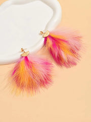 Color Feather Drop Earrings