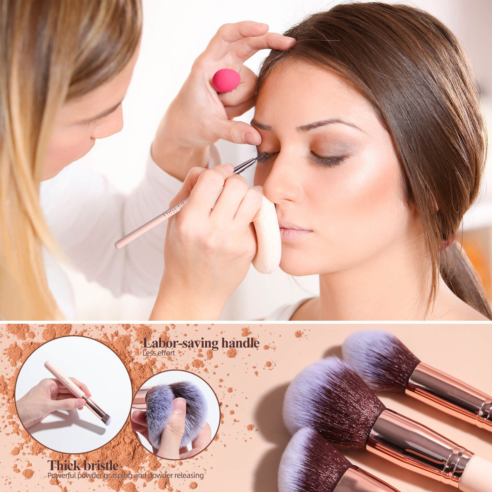 Makeup Brushes With Rotating Stand Organizer | 18Pcs Makeup Brush Set 