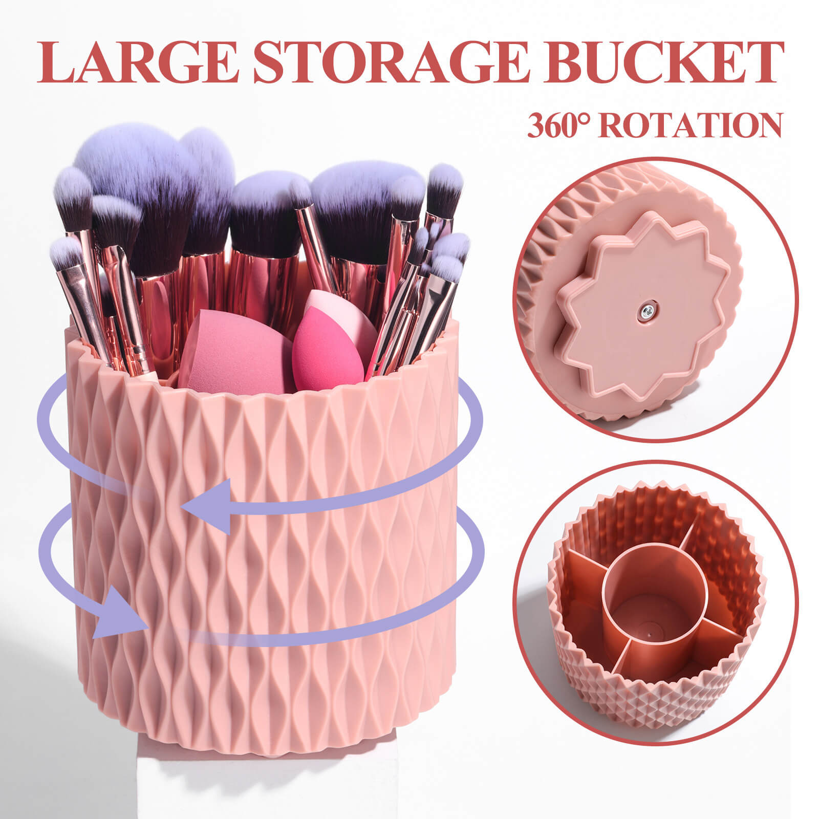 Makeup Brushes With Rotating Stand Organizer | 18Pcs Makeup Brush Set 