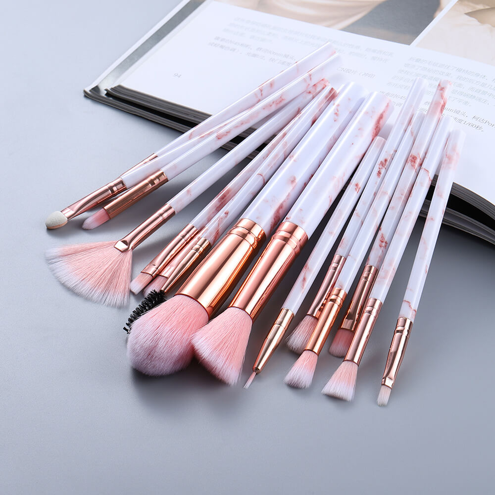 Marble Design Makeup Brushes | Professional Makeup Brush Set 15 Pieces