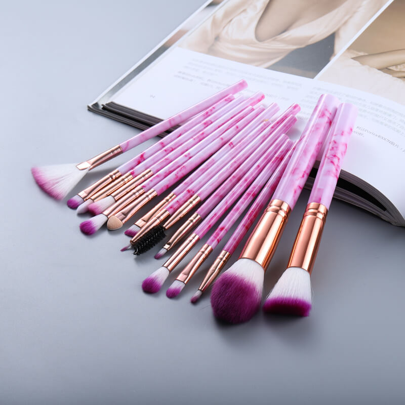 Marble Design Makeup Brushes | Professional Makeup Brush Set 15 Pieces