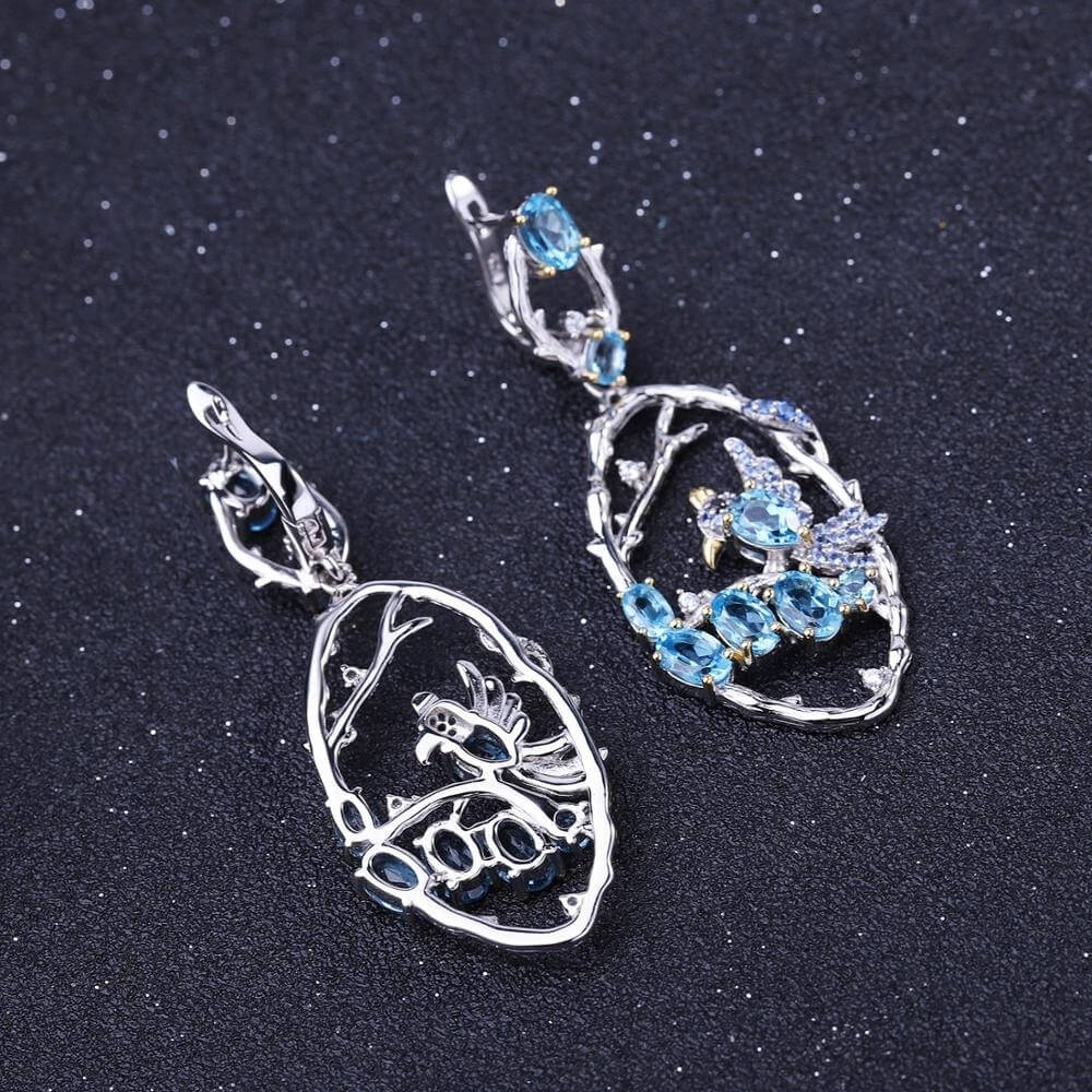 Natural Blue Topaz Earrings For Women | Luxury Blue Topaz Earrings