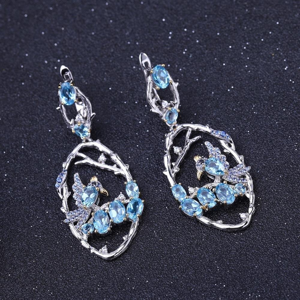 Natural Blue Topaz Earrings For Women | Luxury Blue Topaz Earrings