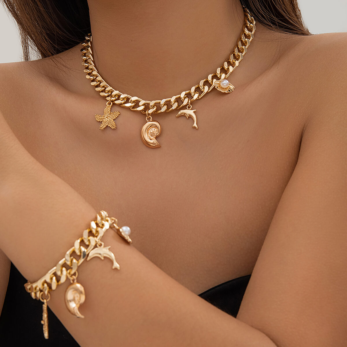 Ocean Lover Necklace And Bracelet   Conch Pendant Necklace