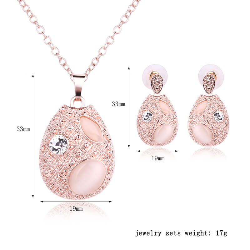 Oval Opal Necklace With Matching Earrings For Women | Opal Jewelry Set