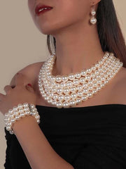 White Pearl Beaded Necklace