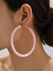 Sequin Pink Glitter Hoops