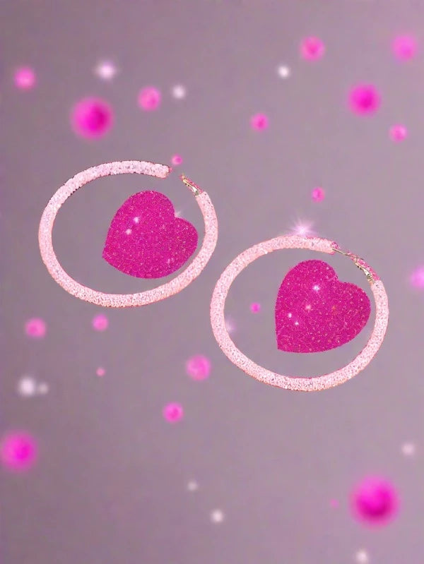 Sequin Pink Glitter Hoops