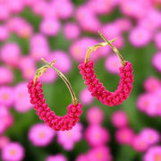 Rose Red Hoop Earrings For Women Girls