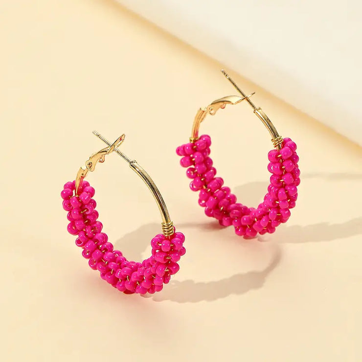 Rose Red Hoop Earrings For Women Girls