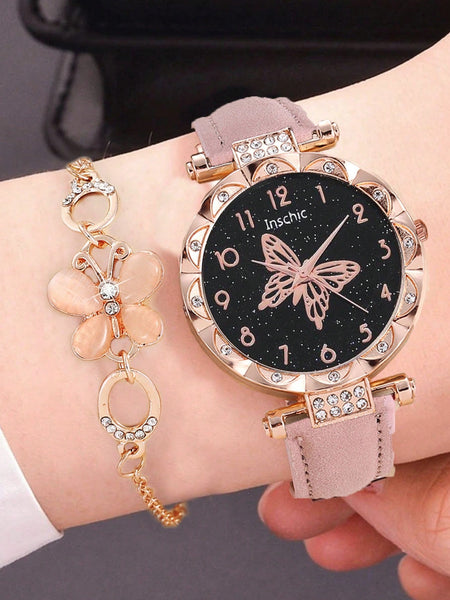 Pink Glam Watch and Bracelet Set