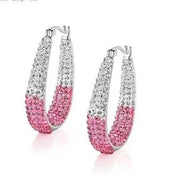 Colorful Double Color Rhinestone Crystal Round Circle Hoops(Blue/Pink)