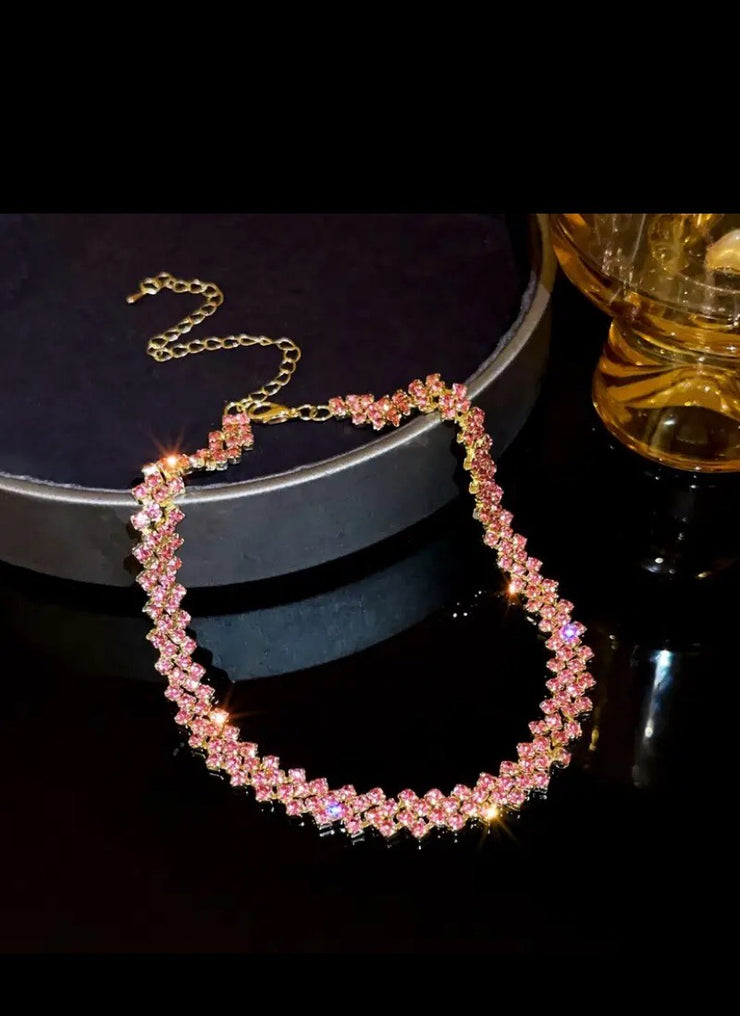 Pink Shiny Rhinestone Necklace