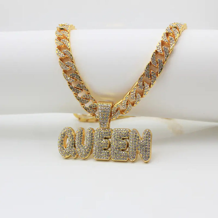 QUEEN  Ladies Hip Hop Cuban Chain