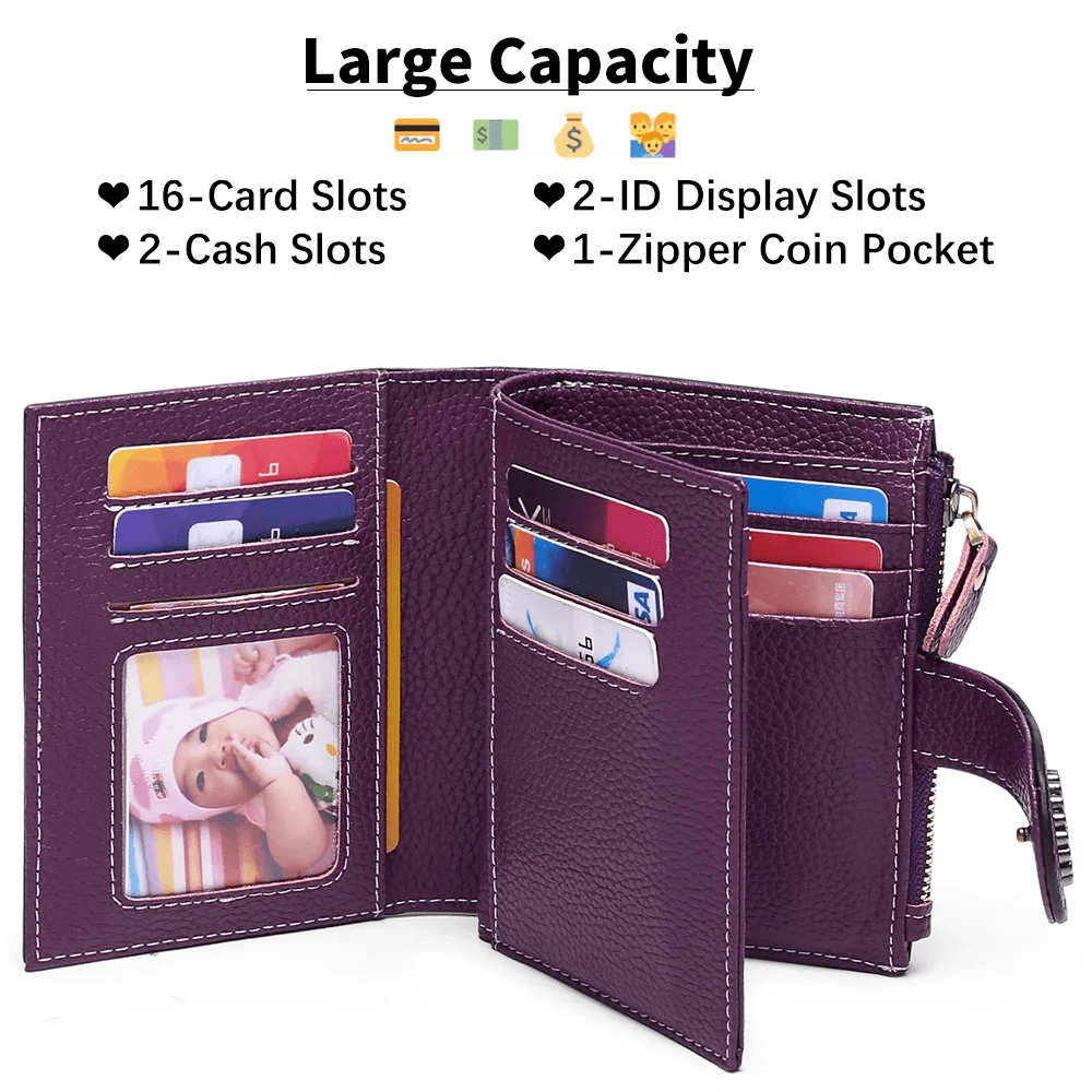 RFID Blocking Leather Wallet Women | Small Ladies Wallet 