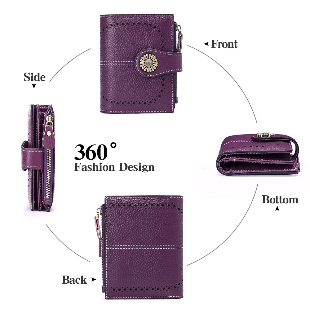 RFID Blocking Leather Wallet Women | Small Ladies Wallet 