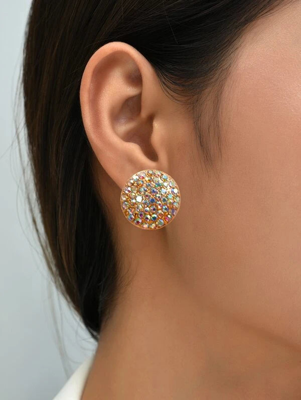 Rhinestone Round Stud Earrings