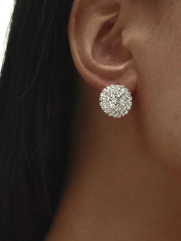 Rhinestone Round Stud Earrings