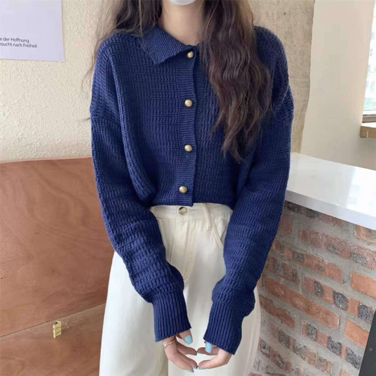 Retro Lapel Cardigan Sweater For Women |  Vintage Lapel Cardigan