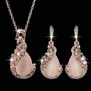 3pc Jewelry Set Elegant Waterdrop Rhinestone