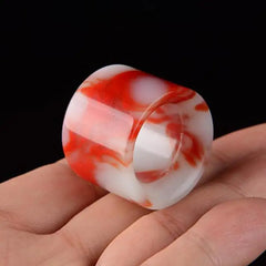 Natural Nephrite Red Jade Thumb Ring Men Women Healing Gemstone Fine Jewelry Genuine Chinese Hetian Jades Wide Rings Band