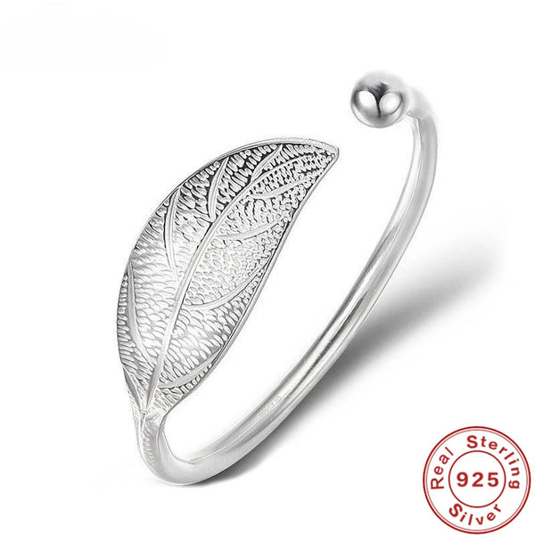 Andara 925 Sterling Silver Bracelet Fashion Simple Leaf Handcraft Bracelet, Engagement Jewelry Gifts Charm Jewelry For Women