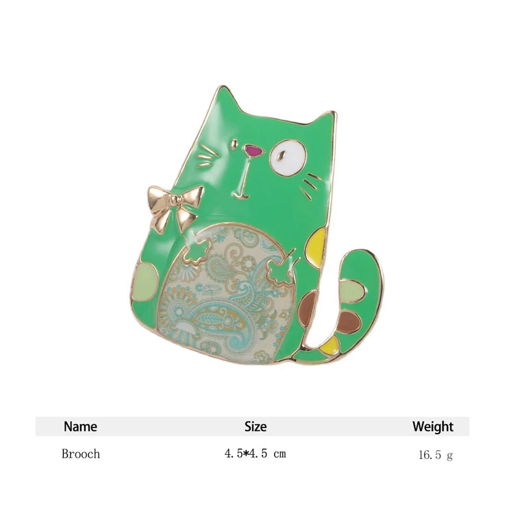 Meicem Cartoon Cat Brooch Pin Jewelry Cute Funny Trendy Lapel Pin Designer Enamel Brooches Pins for Women Girls 2024